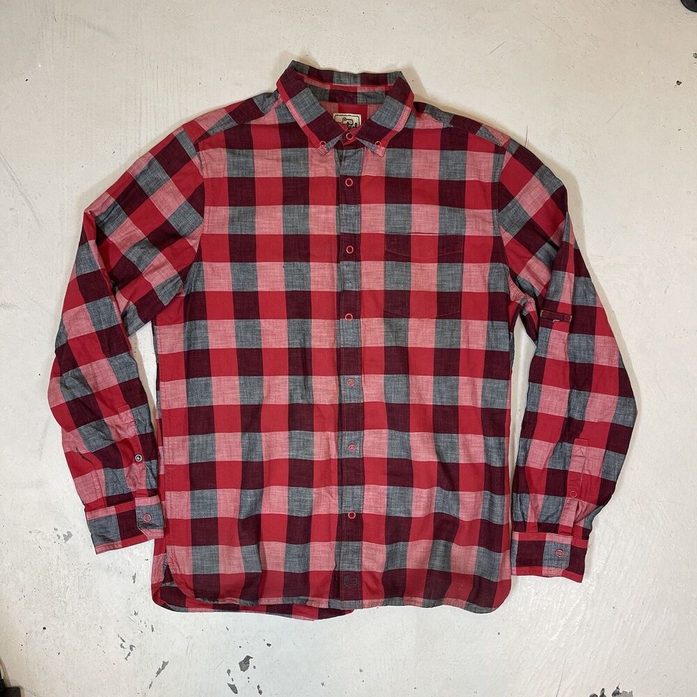 VTG Woolrich Classic Red/Black Cotton Flannel Shirt Size Large Snap Button